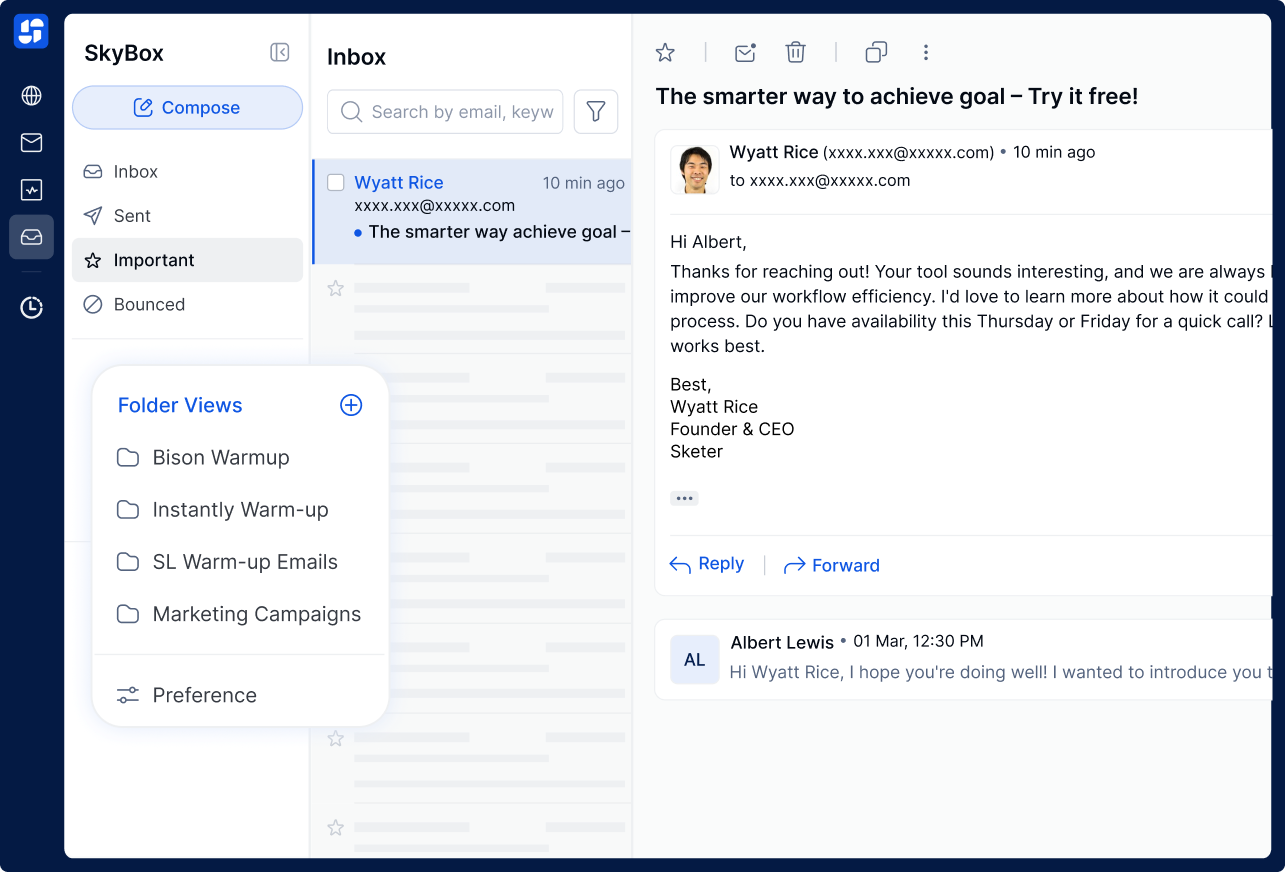 SkyBox App Interface Mockup